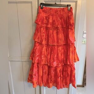 Free People Sherbert Ruffled Maxi Skirt - small